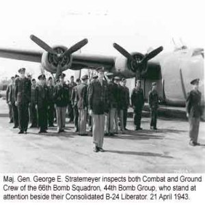 Combat and Ground Crew next to their Consolidated B-24 Liberator