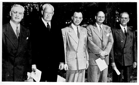 The first group of Distinguished Alumni, 1951, meet with President Eisenhower.
