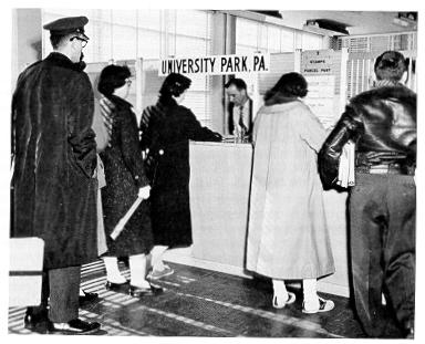 Students at the new University Park post office. 
