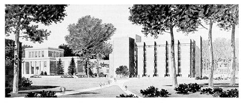 Architectural rendering of Pattee Library's east wing