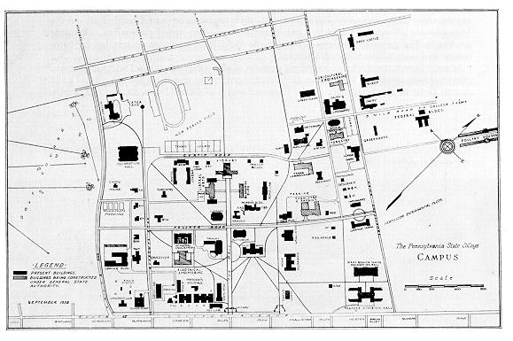 old map of penn state campus