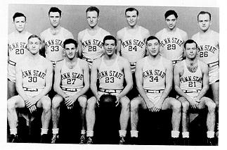 old black and white photograph of Varsity Basketball squad